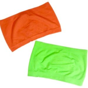 NWT Bundle of 2 Bandeau Tops Neon Green & Orange
